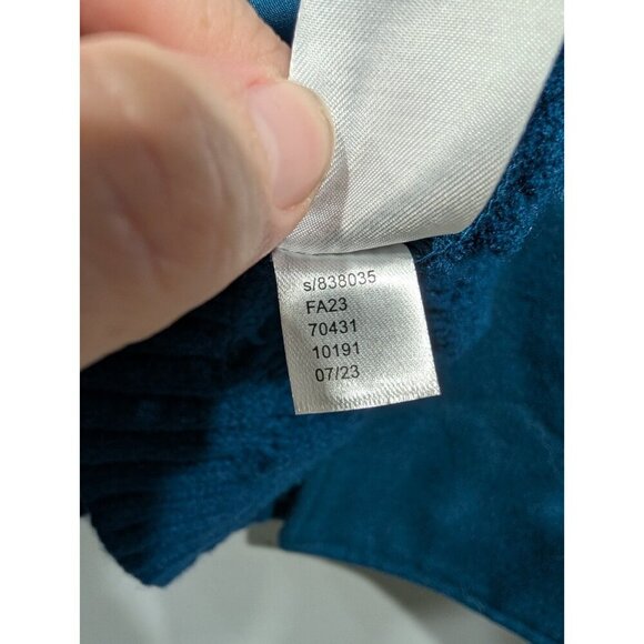 NEW ANN TAYLOR $198 SEA STORM BLUE MIXED MEDIA CABLE COATIGAN JACKET SZ LARGE - Picture 10 of 16